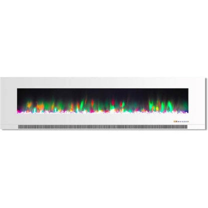 Cambridge 78 In. Wall-Mount Electric Fireplace in Black with Multi-Color Flames and Crystal Rock Display - CAM78WMEF-1BLK