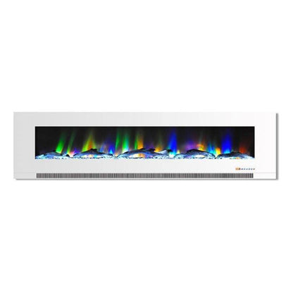Cambridge 78 In. Wall-Mount Electric Fireplace in Black with Multi-Color Flames and Driftwood Log Display - CAM78WMEF-2BLK