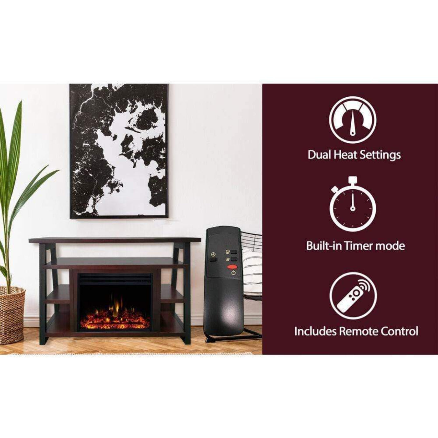 Cambridge 32" Sawyer Industrial Electric Fireplace Mantel with Enhanced Log Display & Color Changing Flames - CAM5332-1MAHLG3
