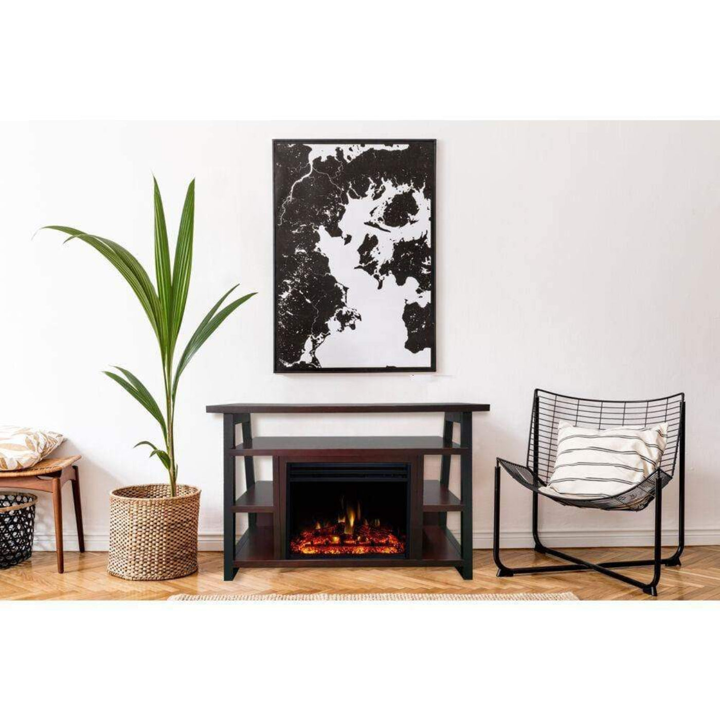 Cambridge 32" Sawyer Industrial Electric Fireplace Mantel with Enhanced Log Display & Color Changing Flames - CAM5332-1MAHLG3