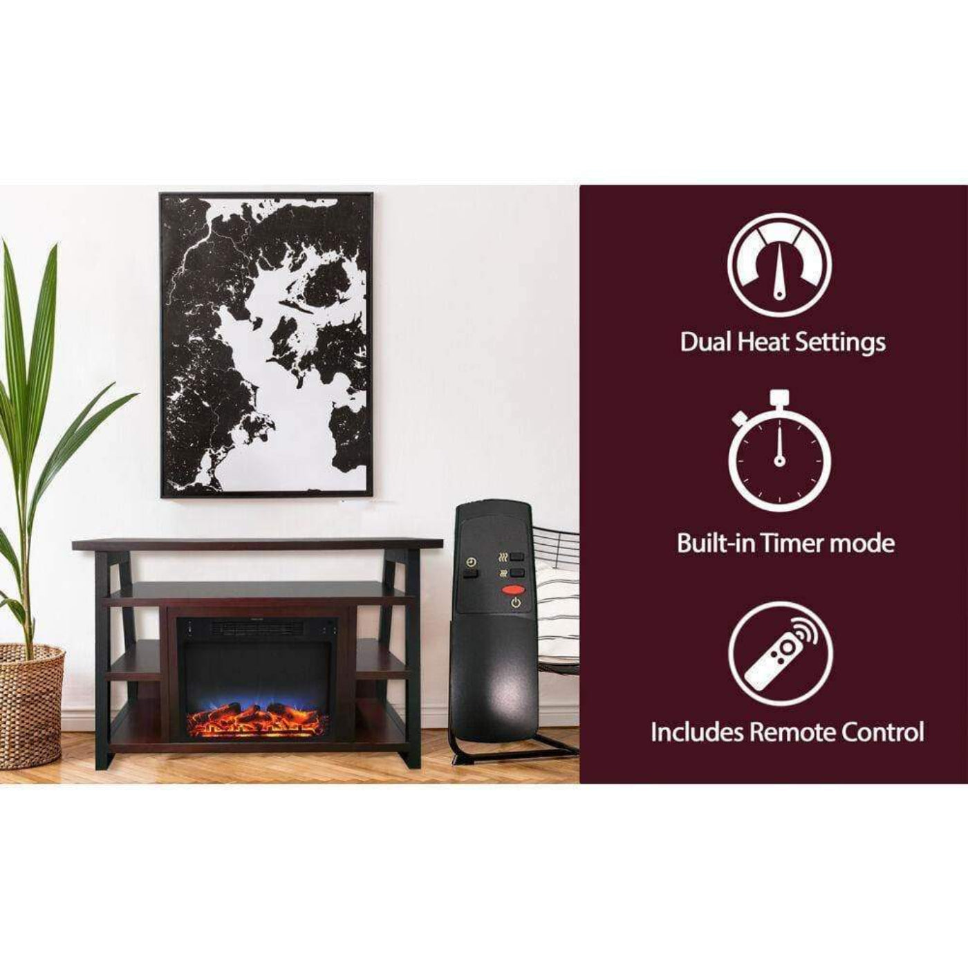 Cambridge 32" Sawyer Electric Fireplace Mantel, LED Color Changing Flames, Mahogany - CAM5332-1MAHLED