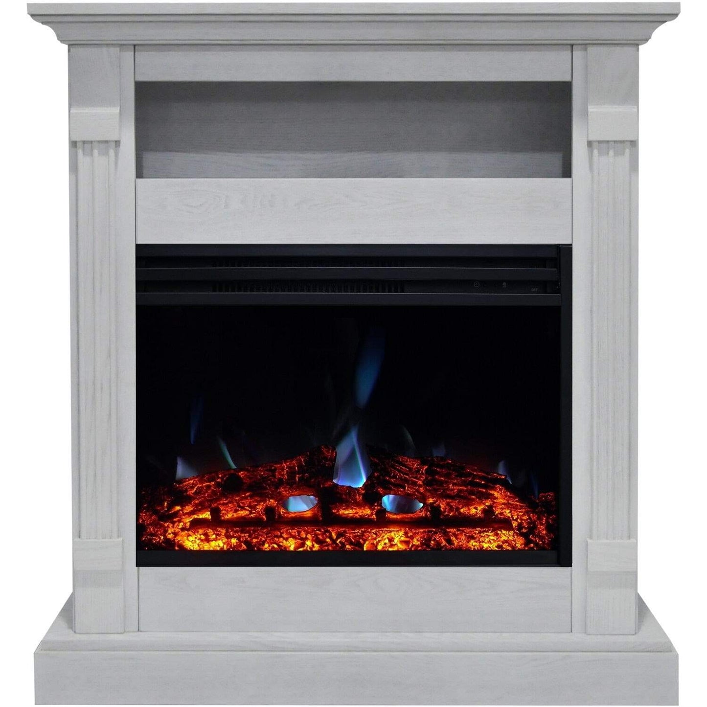 Cambridge Sienna 34-In. Electric Fireplace Heater with Walnut Mantel, Enhanced Log Display, Multi-Color Flames, and Remote Control, - CAM3437-1WALLG3