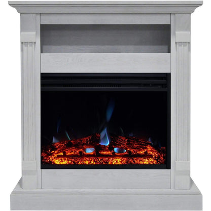 Cambridge Sienna 34-In. Electric Fireplace Heater with Walnut Mantel, Enhanced Log Display, Multi-Color Flames, and Remote Control, - CAM3437-1WALLG3