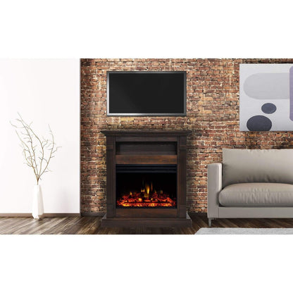 Cambridge Sienna 34-In. Electric Fireplace Heater with Walnut Mantel, Enhanced Log Display, Multi-Color Flames, and Remote Control, - CAM3437-1WALLG3