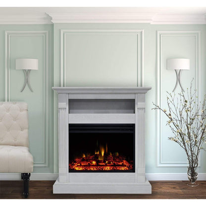 Cambridge Sienna 34-In. Electric Fireplace Heater with Walnut Mantel, Enhanced Log Display, Multi-Color Flames, and Remote Control, - CAM3437-1WALLG3