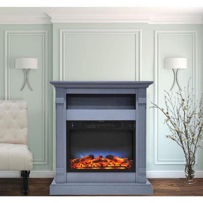 Cambridge Sienna 34 In. Electric Fireplace w/ Multi-Color LED Insert and Slate Blue Mantel - CAM3437-1SBLLED