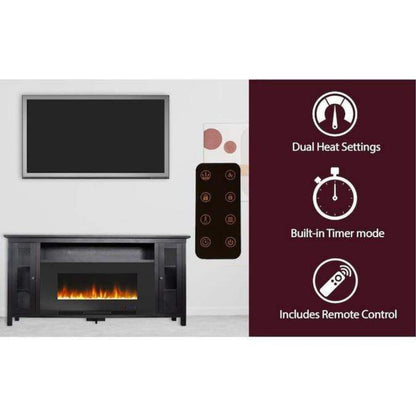 Cambridge Somerset 70" Black Electric Fireplace TV Stand with LED Flames - CAM6938-1COF