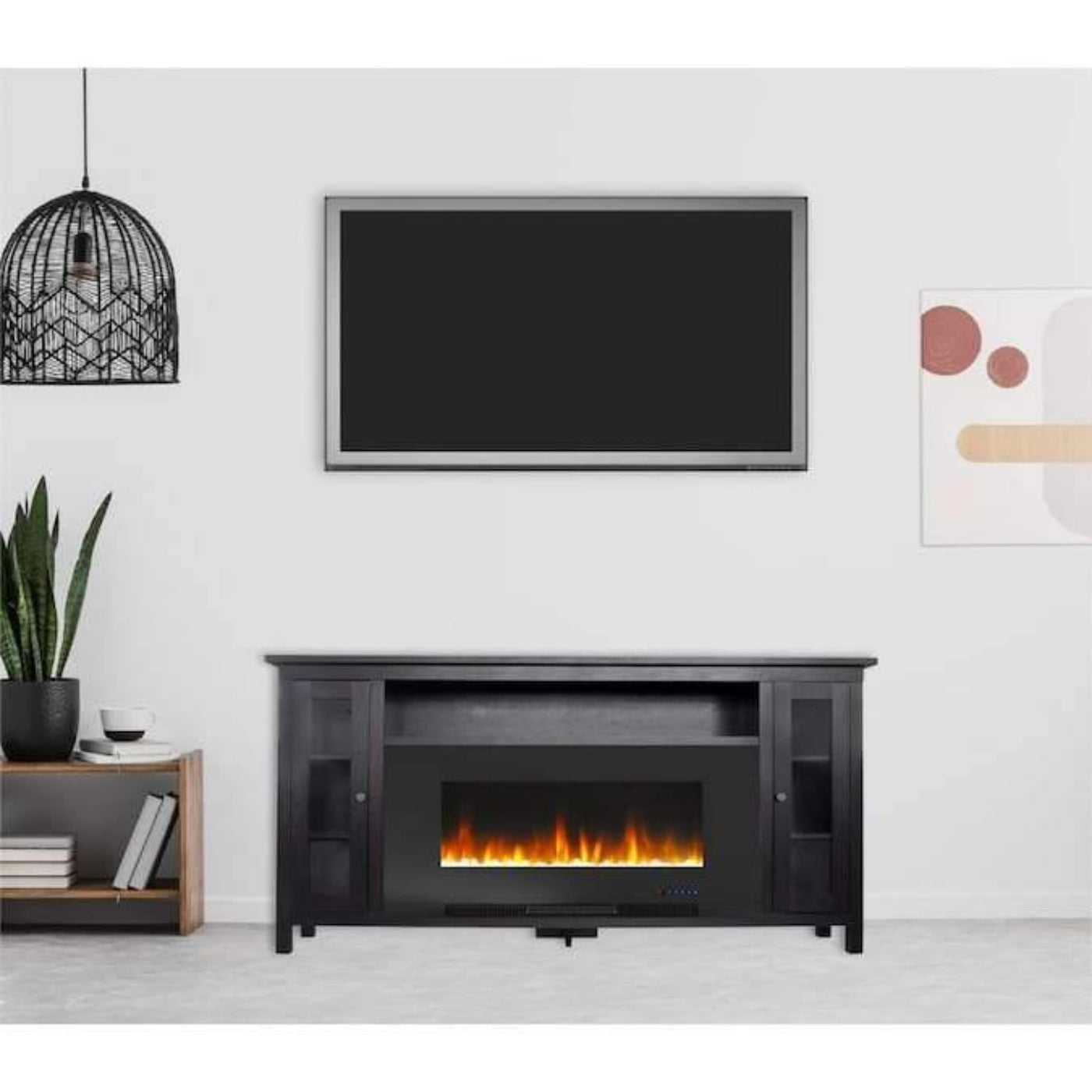 Cambridge Somerset 70" Black Electric Fireplace TV Stand with LED Flames - CAM6938-1COF