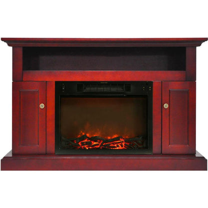Cambridge Sorrento Electric Fireplace with 1500W Log Insert and 47 In. Entertainment Stand in Cherry - CAM5021-2CHR