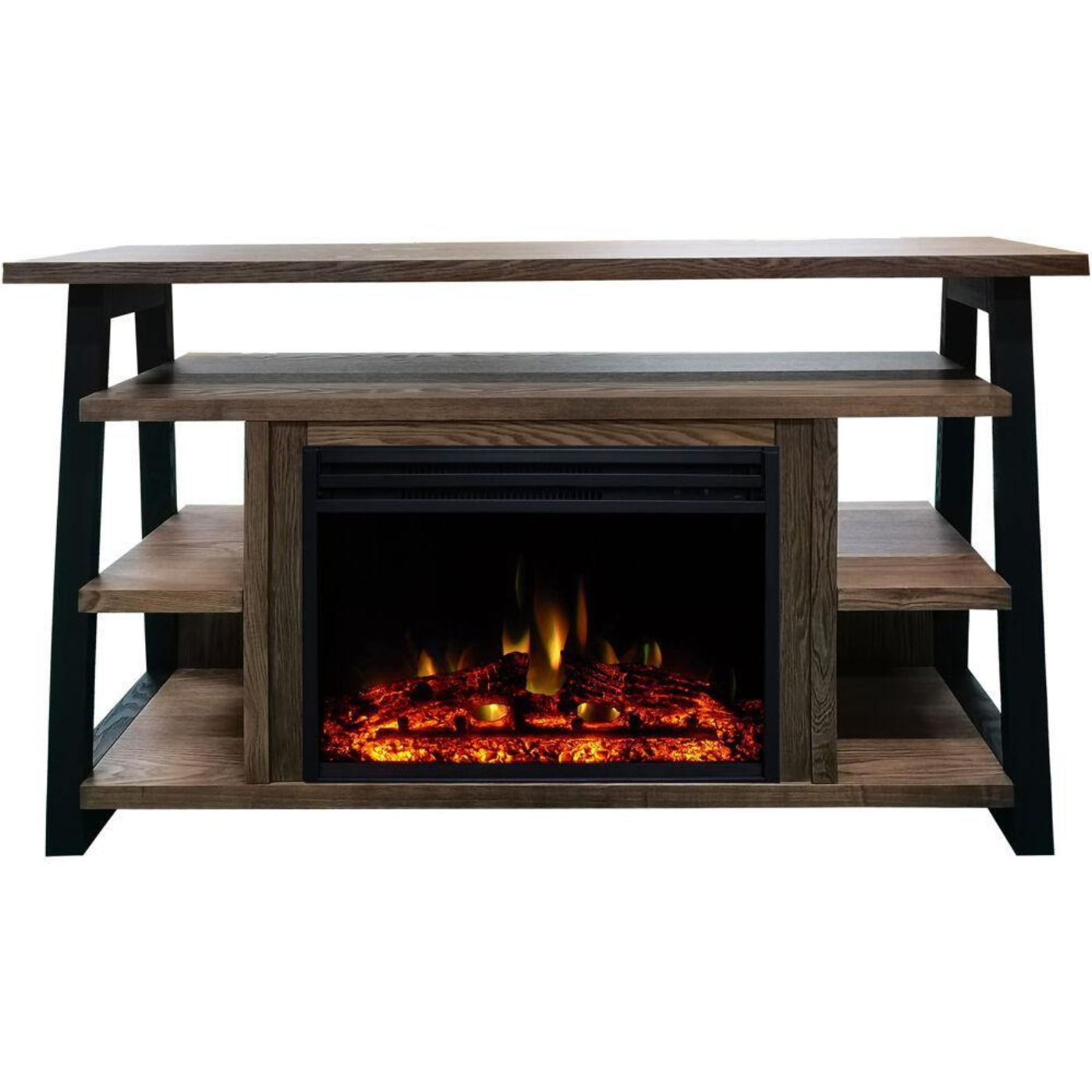 Cambridge 32" Sawyer Industrial Electric Fireplace Mantel with Enhanced Log Display & Color Changing Flames - CAM5332-1MAHLG3