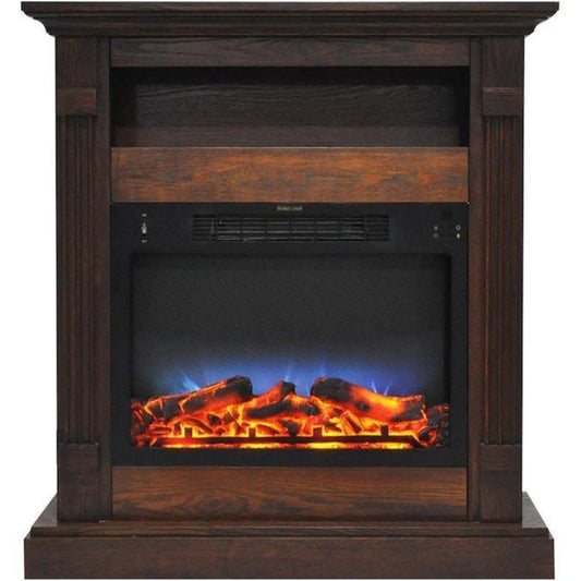 Cambridge Sienna 34 In. Electric Fireplace w/ Multi-Color LED Insert and Walnut Mantel - CAM3437-1WALLED
