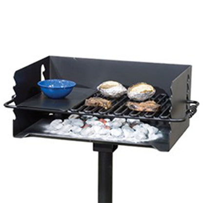 Pilot Rock Jumbo Park Style Steel Outdoor BBQ Charcoal Grill and Post, 6 Pack - 415883