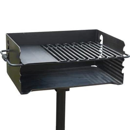 Pilot Rock Jumbo Park Style Steel Outdoor BBQ Charcoal Grill and Post, 6 Pack - 415883