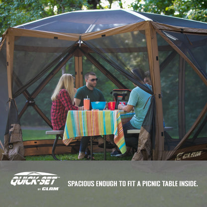 Clam Quick Set Escape Sky Screen Portable Camping Outdoor Gazebo Shelter, Brown - 129888