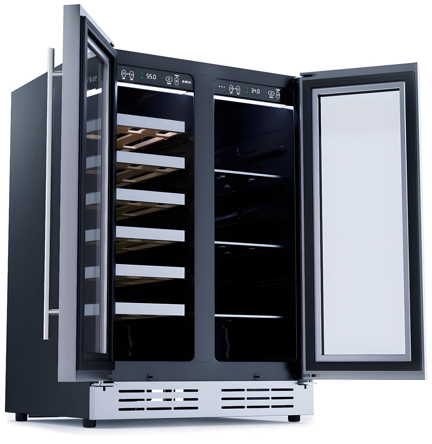 Elica -  French Door, Dual Zone, Beverage and Wine Center, 23 7/16" W x 22 1/4" D x 33-34" H, 4.4 cu/ft   - Undercounter Refrigerator -EBF52SS1