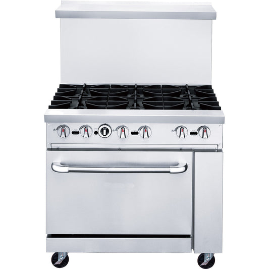 Chef AAA - Commercial 36" Oven Range Six Open Burner Natural Gas - TCR36-6B