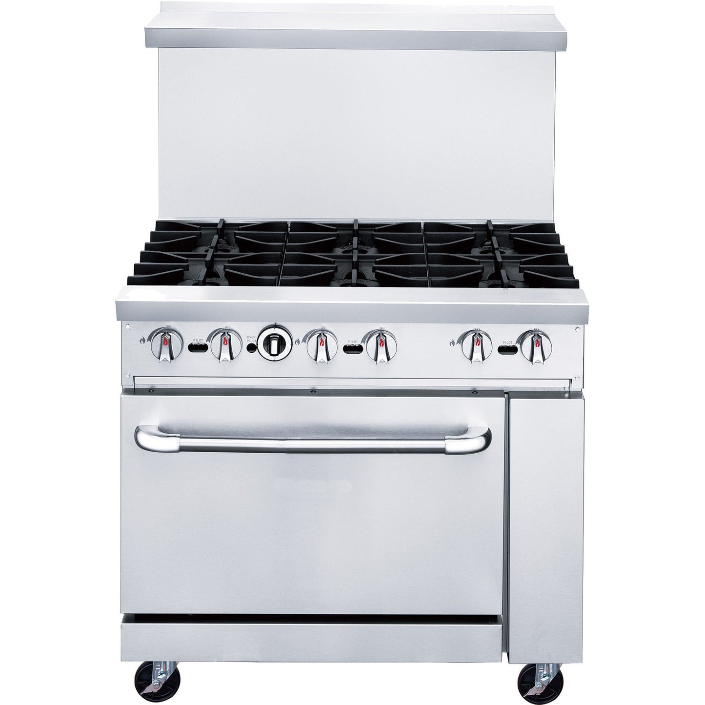 Chef AAA - Commercial 36" Oven Range Six Open Burner Natural Gas - TCR36-6B