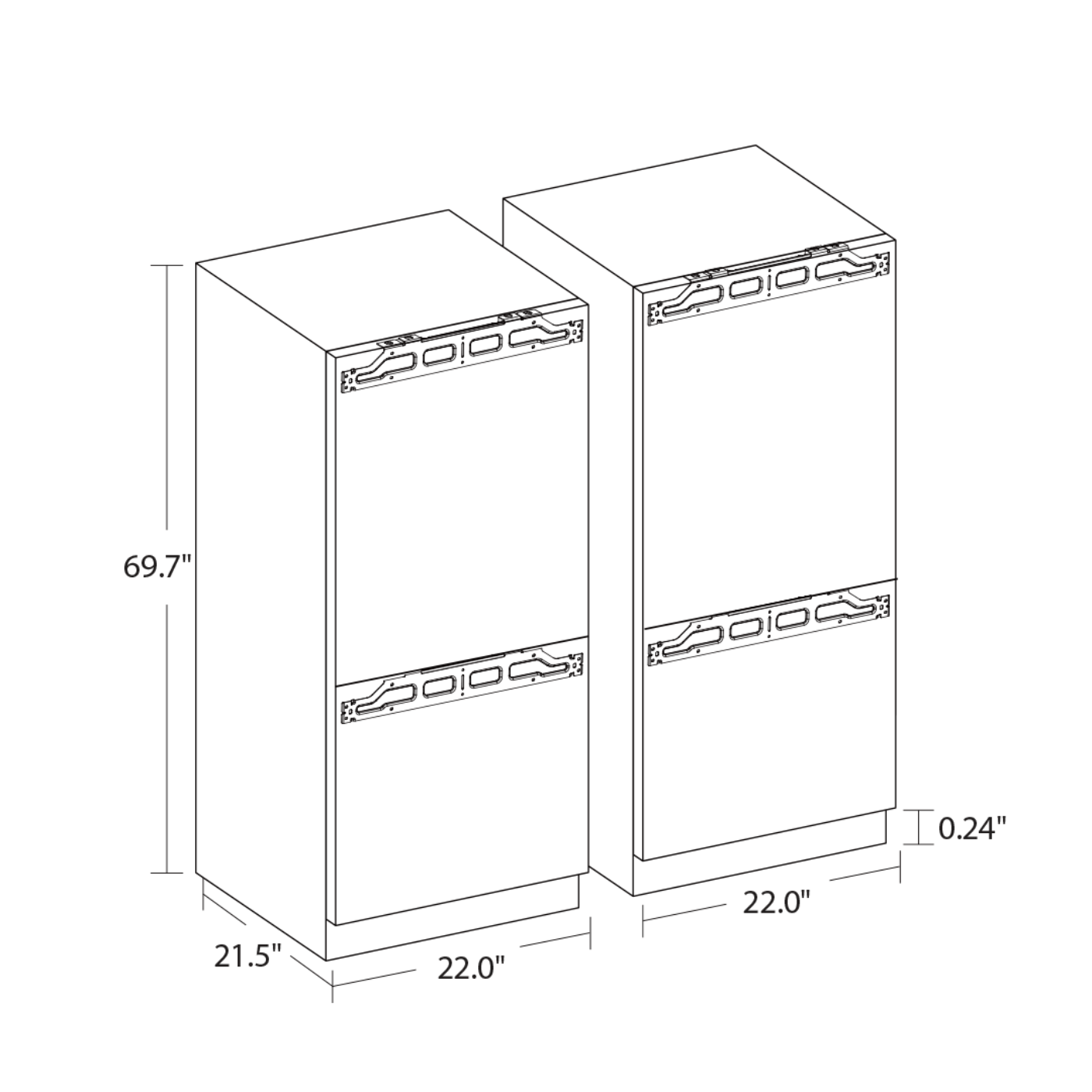 Ca'Lefort 22’’ Panel Ready Refrigerator with Bottom Freezer - CLF-BCD-275WA2EQ