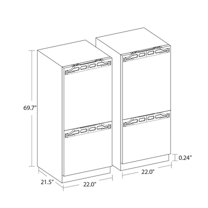 Ca'Lefort 22’’ Panel Ready Refrigerator with Bottom Freezer - CLF-BCD-275WA2EQ