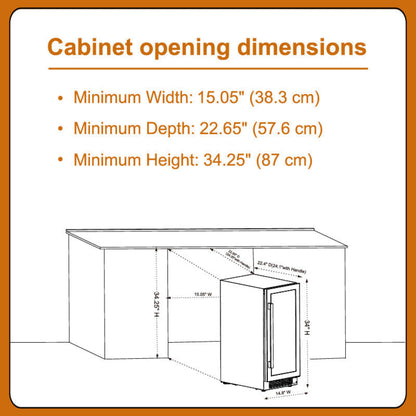 Ca'Lefort 15 inch 100 Can Beverage Refrigerator, Built in or Freestanding - CLF-BS15