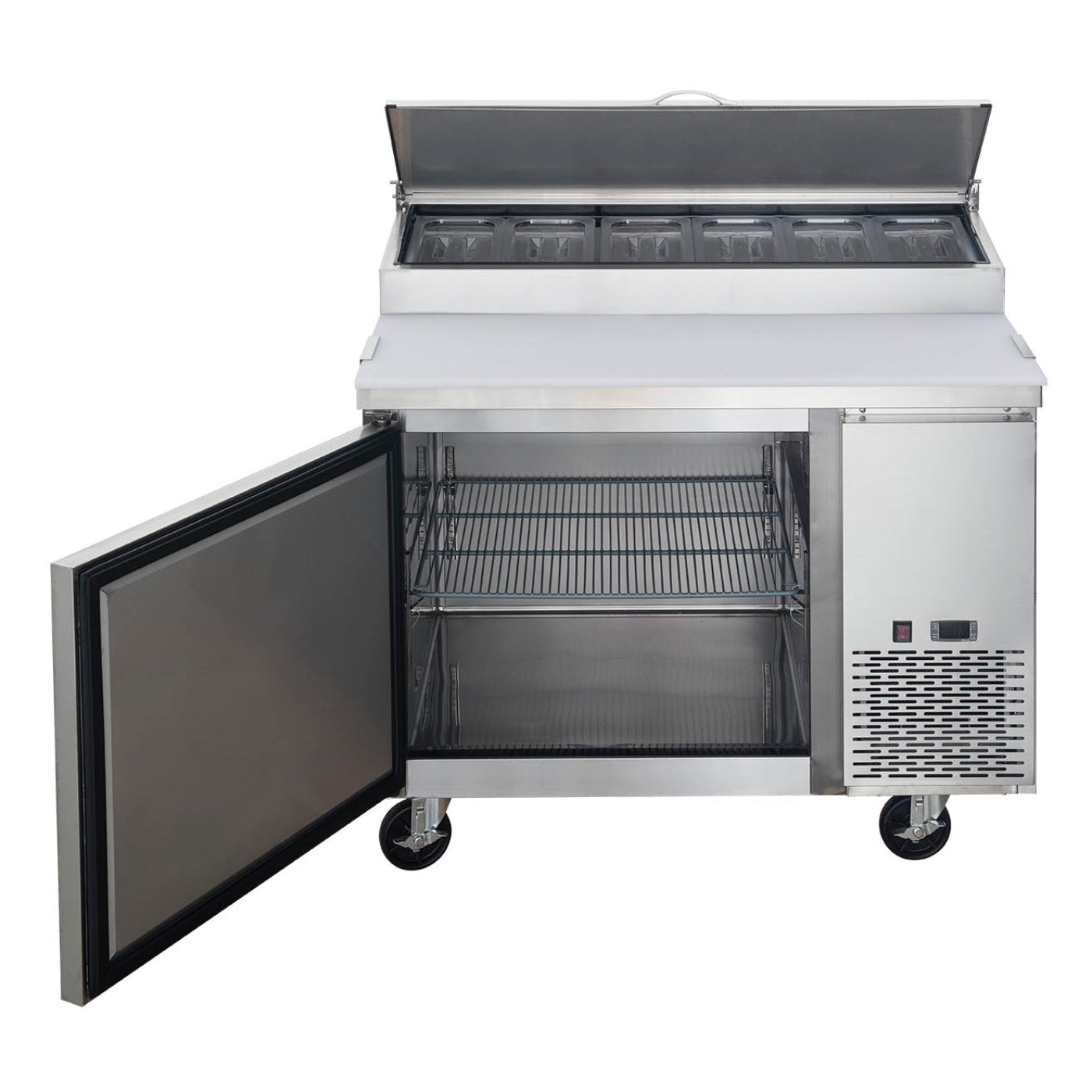 Chef AAA 44" Commercial Sandwich Prep Table Refrigerator 6 Pans 1 Door Stainless Steel 9.8 cu.ft. - TICL1-HC