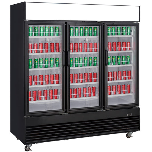 Chef AAA - Commercial 78" 3 Glass Door Refrigerator 69.43 cu.ft. - TSM69R
