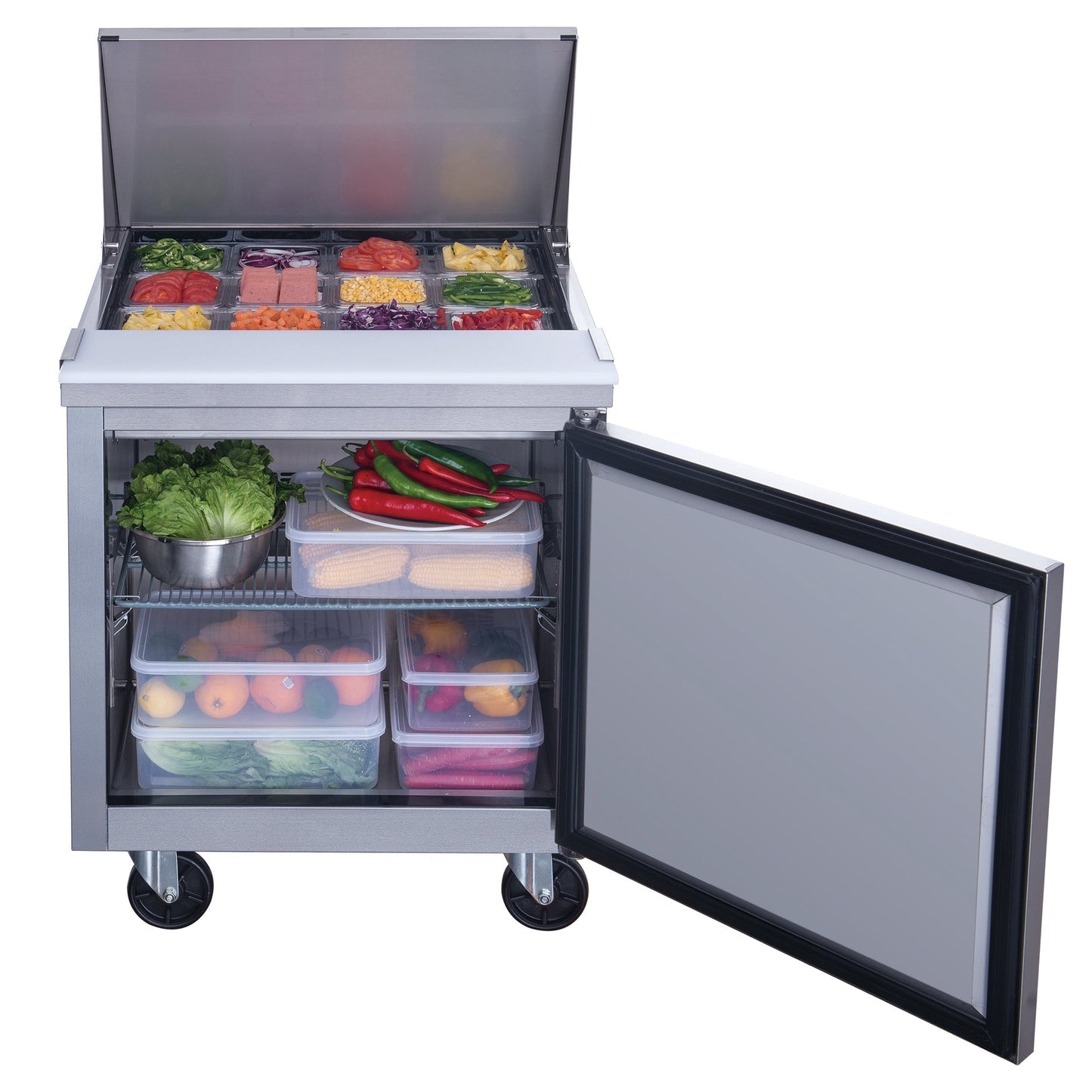Chef AAA Commercial 29" 12 Pan Salad Sandwich Food Prep Table Refrigerator Mega Top 6.5cu.ft NSF - TSP29M