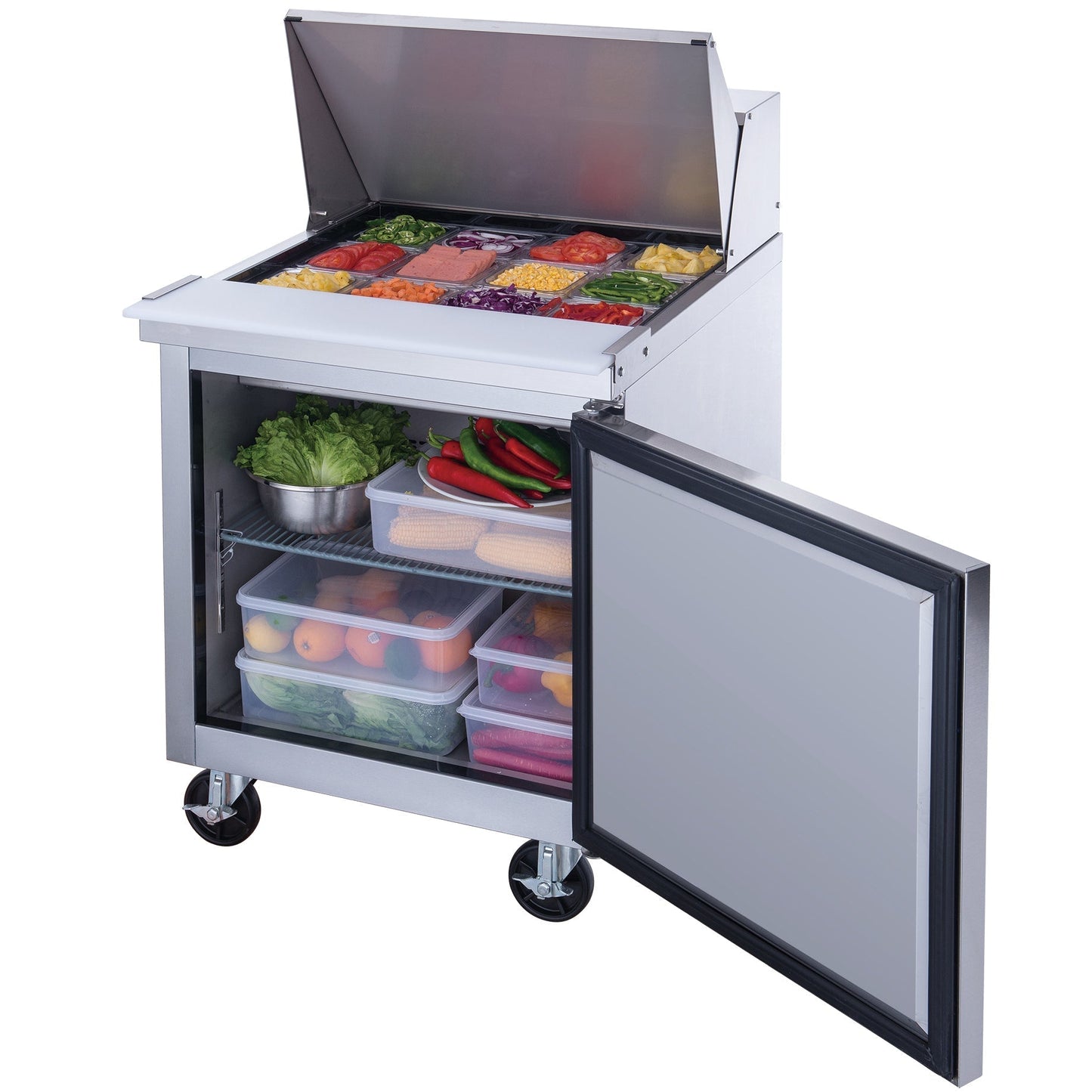 Chef AAA Commercial 29" 12 Pan Salad Sandwich Food Prep Table Refrigerator Mega Top 6.5cu.ft NSF - TSP29M