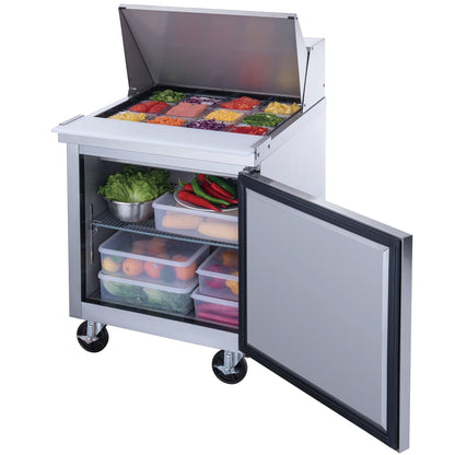Chef AAA Commercial 29" 12 Pan Salad Sandwich Food Prep Table Refrigerator Mega Top 6.5cu.ft NSF - TSP29M