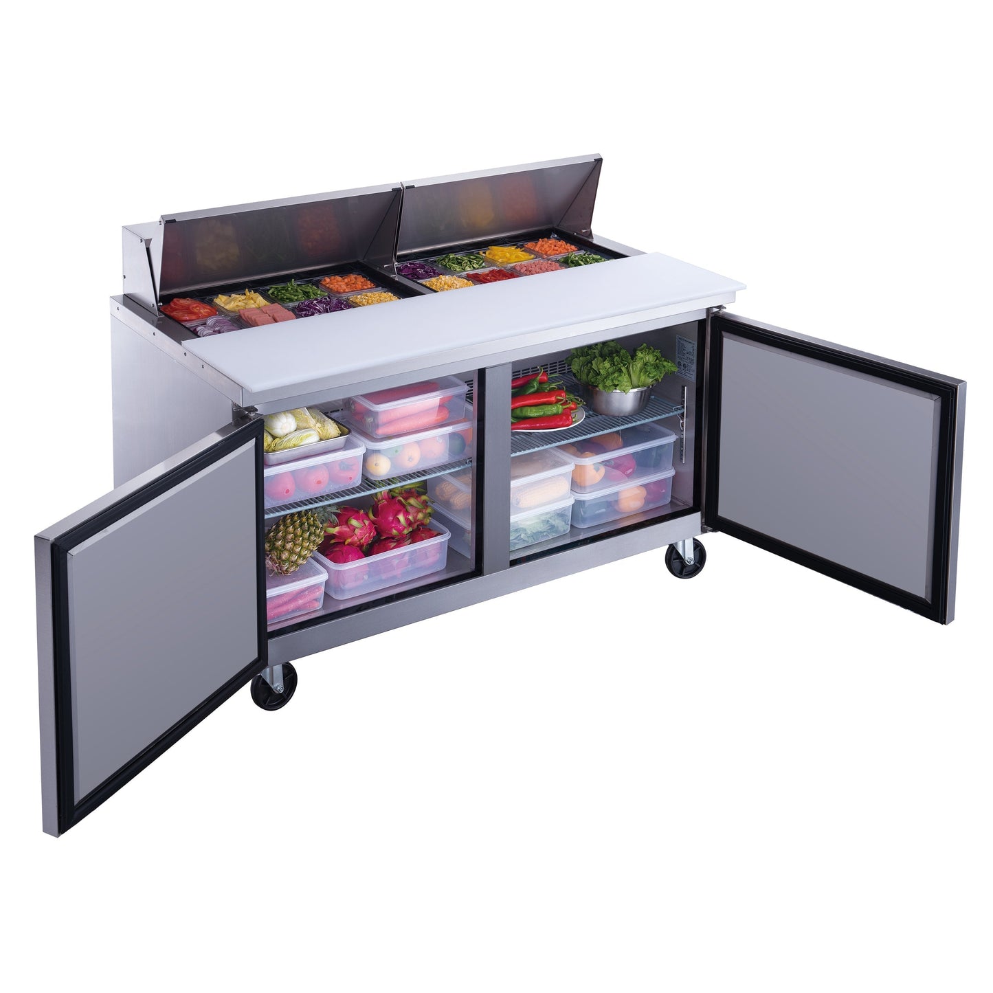 Chef AAA - Commercial 60" 16 Pan Salad Sandwich Food Prep Table Refrigerator - TSP60