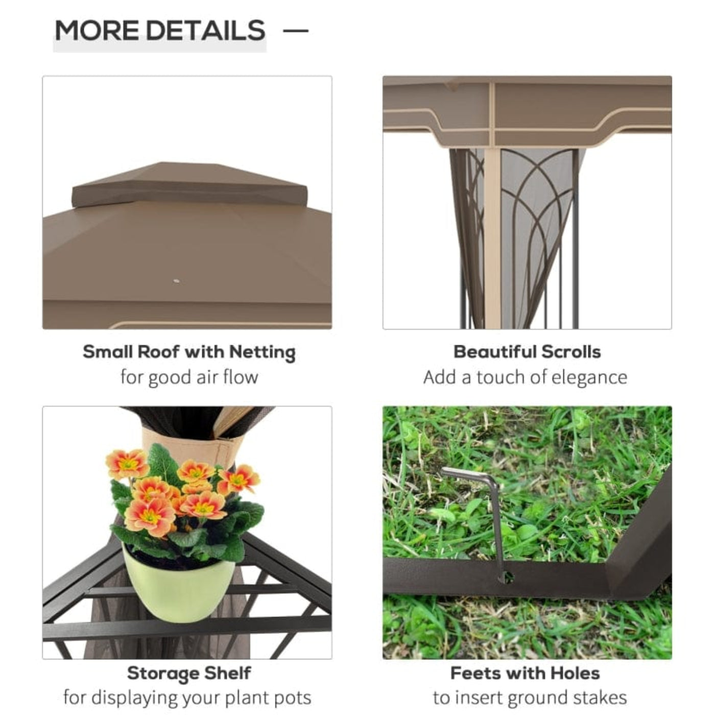Outsunny 12' x 10' Patio Gazebo Outdoor Canopy Shelter - 84C-320
