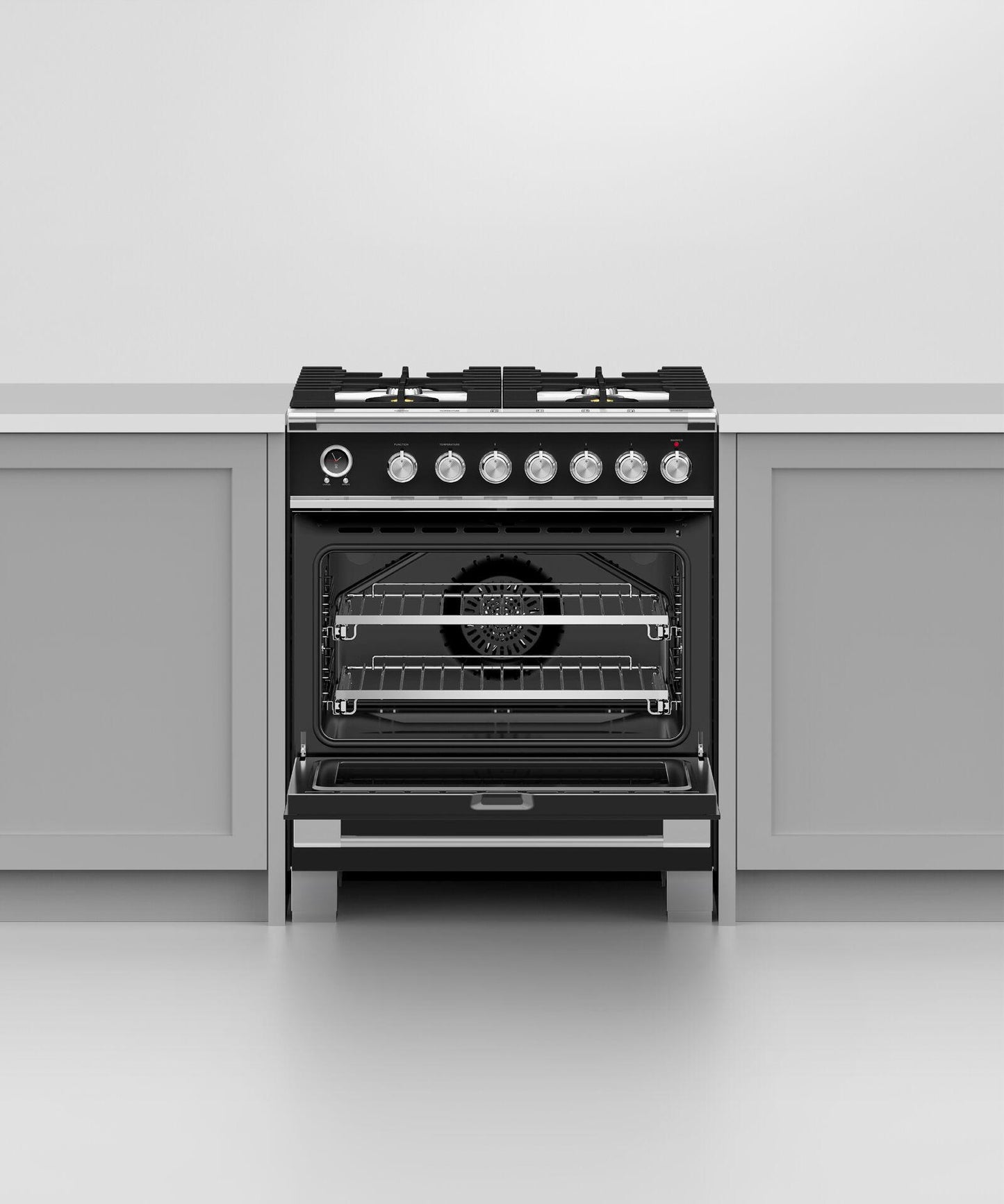 FISHER & PAYKEL OR30SCG6B1 Dual Fuel Range, 30", 4 Burners, Self-cleaning - OR30SCG6B1-KT