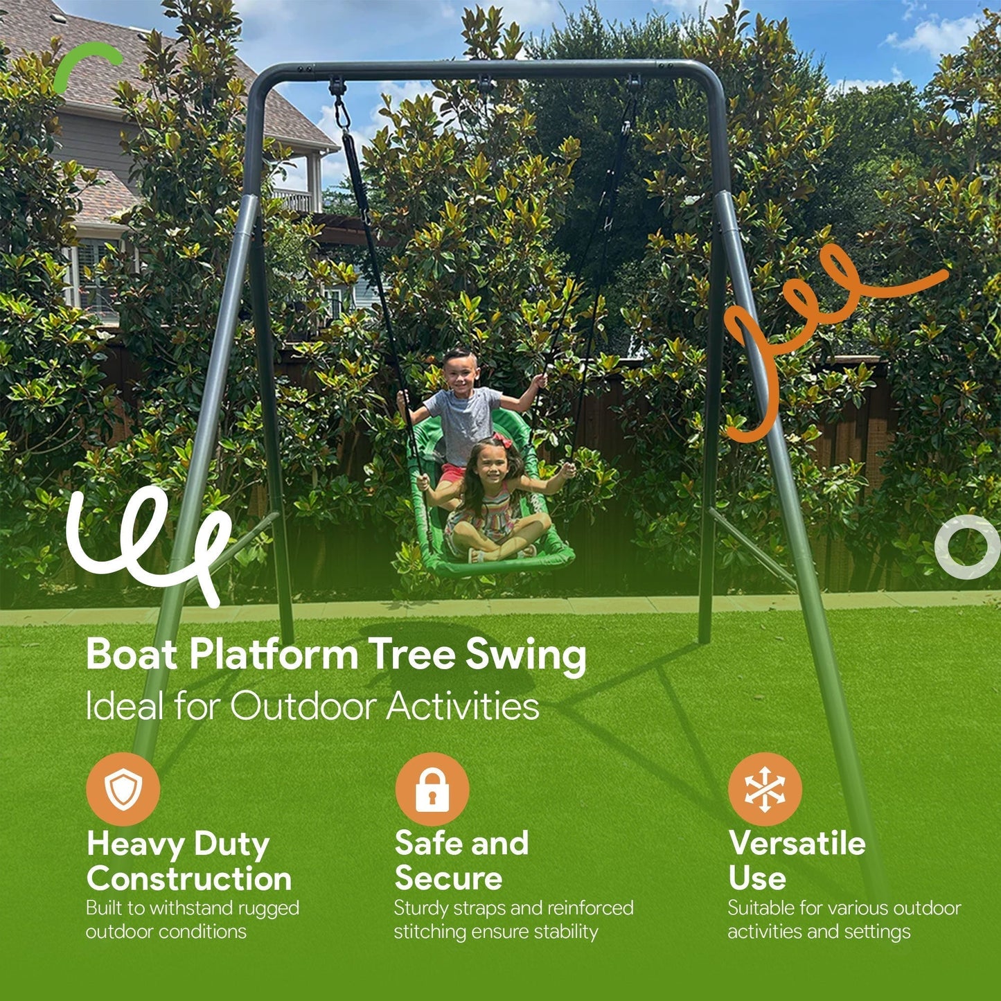 Gobaplay Outdoor Swing Set Frame with Bars & gobaplay Boat Swing Platform Saucer - 416133