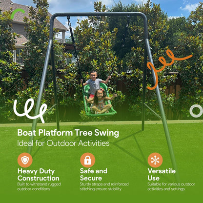 Gobaplay Outdoor Swing Set Frame with Bars & gobaplay Boat Swing Platform Saucer - 416133