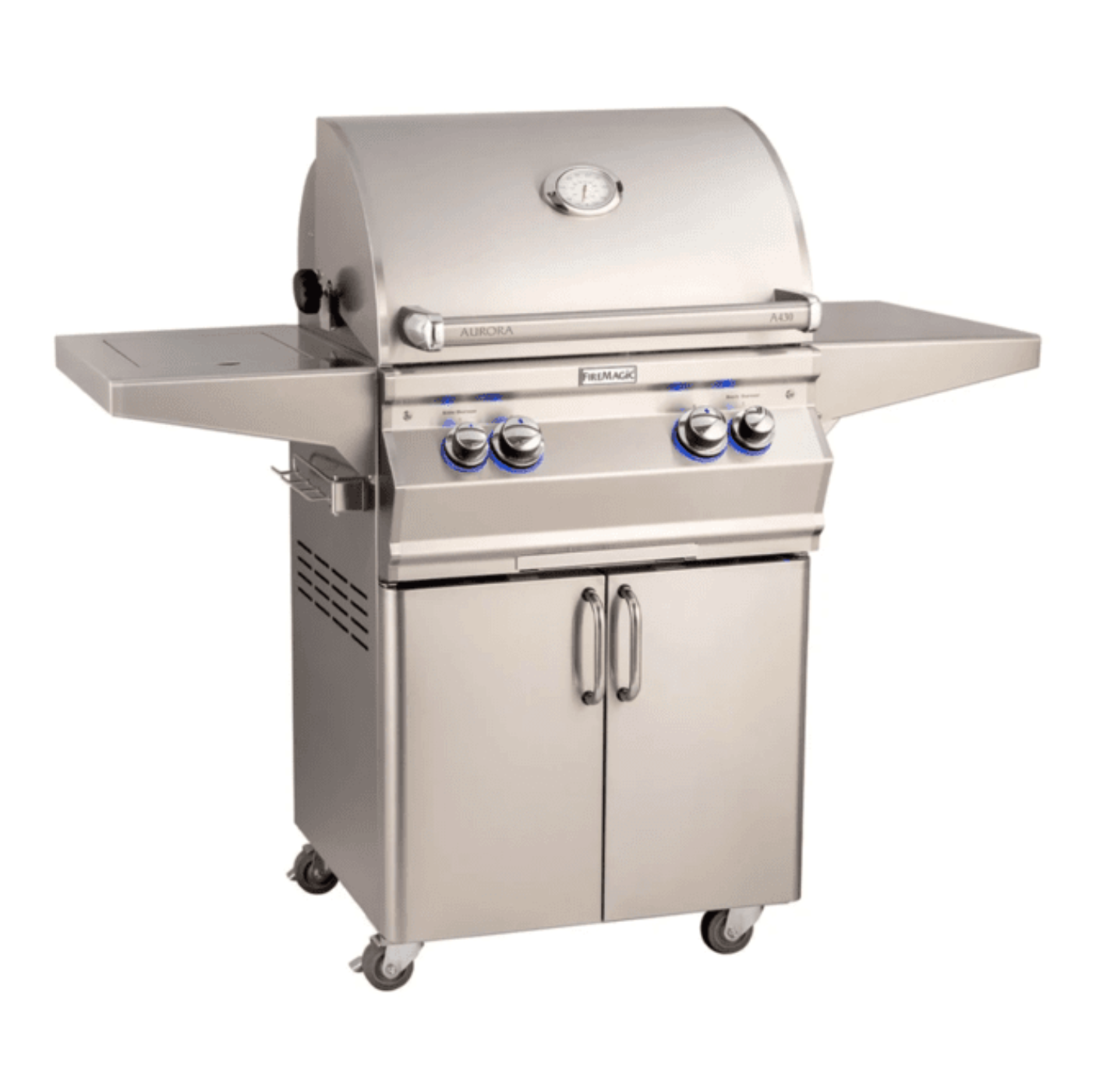 Fire Magic Aurora A430s 24-Inch Natural Gas Freestanding Grill w/ Flush Mounted Single Side Burner, Backburner, Rotisserie Kit and Analog Thermometer - A430S-8EAN-62