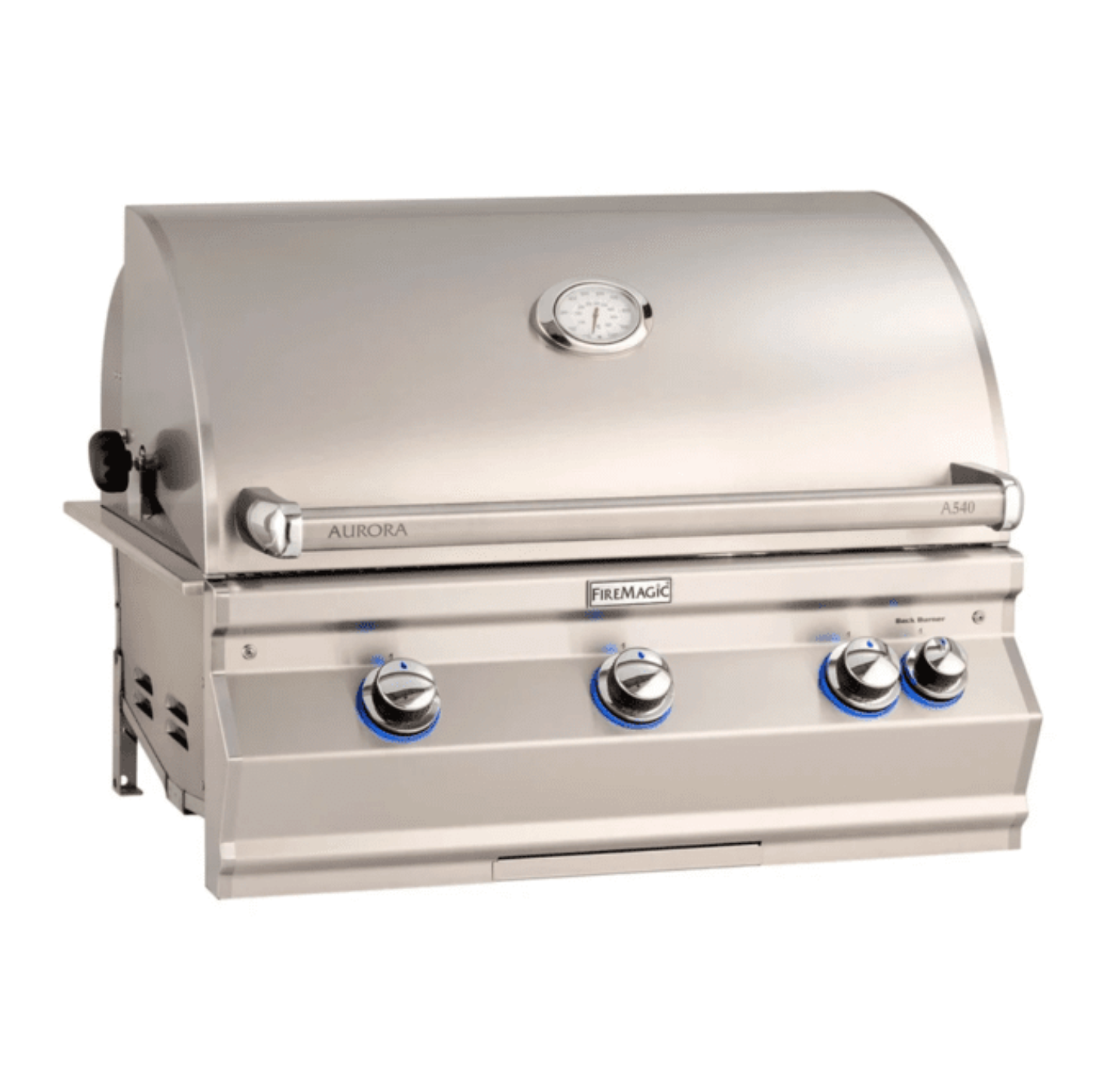 Fire Magic Aurora A540i 30-Inch Natural Gas Built-In Grill w/ 1 Sear Burner, Backburner, Rotisserie Kit and Analog Thermometer - A540I-8LAN