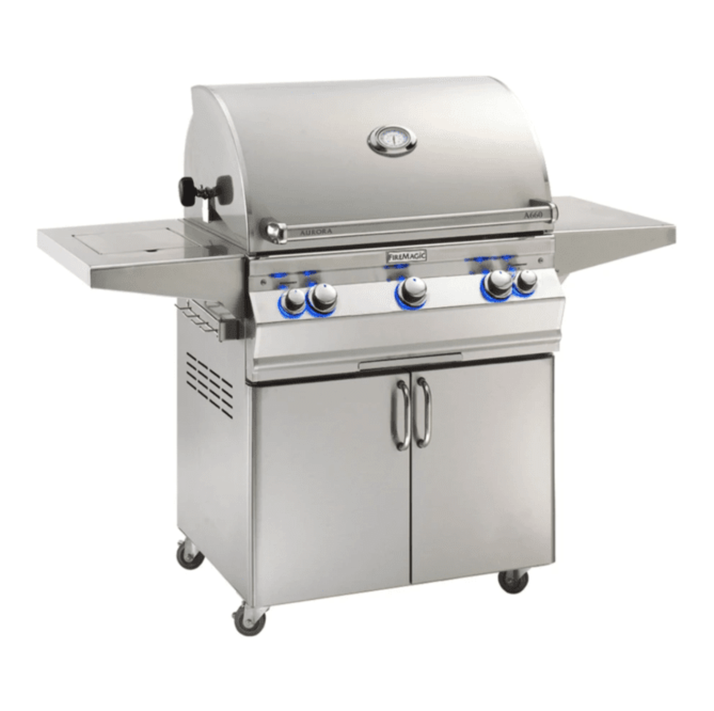 Fire Magic Aurora A660s 30-Inch Propane Gas Freestanding Grill w/ Flush Mounted Single Side Burner, Backburner, Rotisserie Kit and Analog Thermometer - A660S-8EAP-62