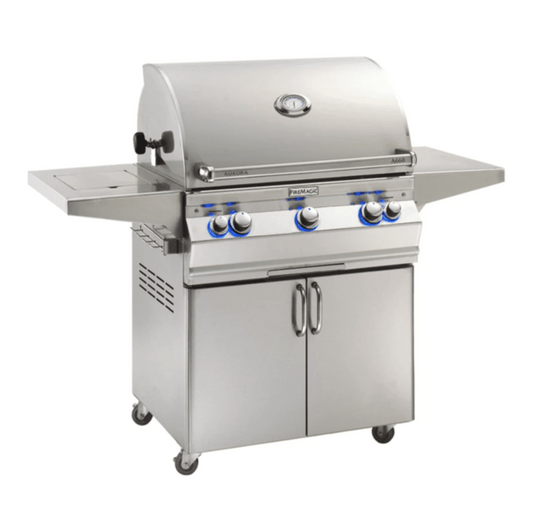 Fire Magic Aurora A660s 30-Inch Propane Gas Freestanding Grill w/ Flush Mounted Single Side Burner, Backburner, Rotisserie Kit and Analog Thermometer - A660S-8EAP-62