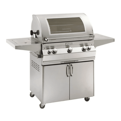 Fire Magic Aurora A660s 30-Inch Propane Gas Freestanding Grill w/ Flush Mounted Single Side Burner, Backburner, Rotisserie Kit, Magic View Window and Analog Thermometer - A660S-8EAP-62-W