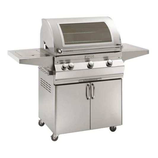 Fire Magic Aurora A660s 30-Inch Propane Gas Freestanding Grill w/ Flush Mounted Single Side Burner, Magic View Window and Analog Thermometer - A660S-7EAP-62-W
