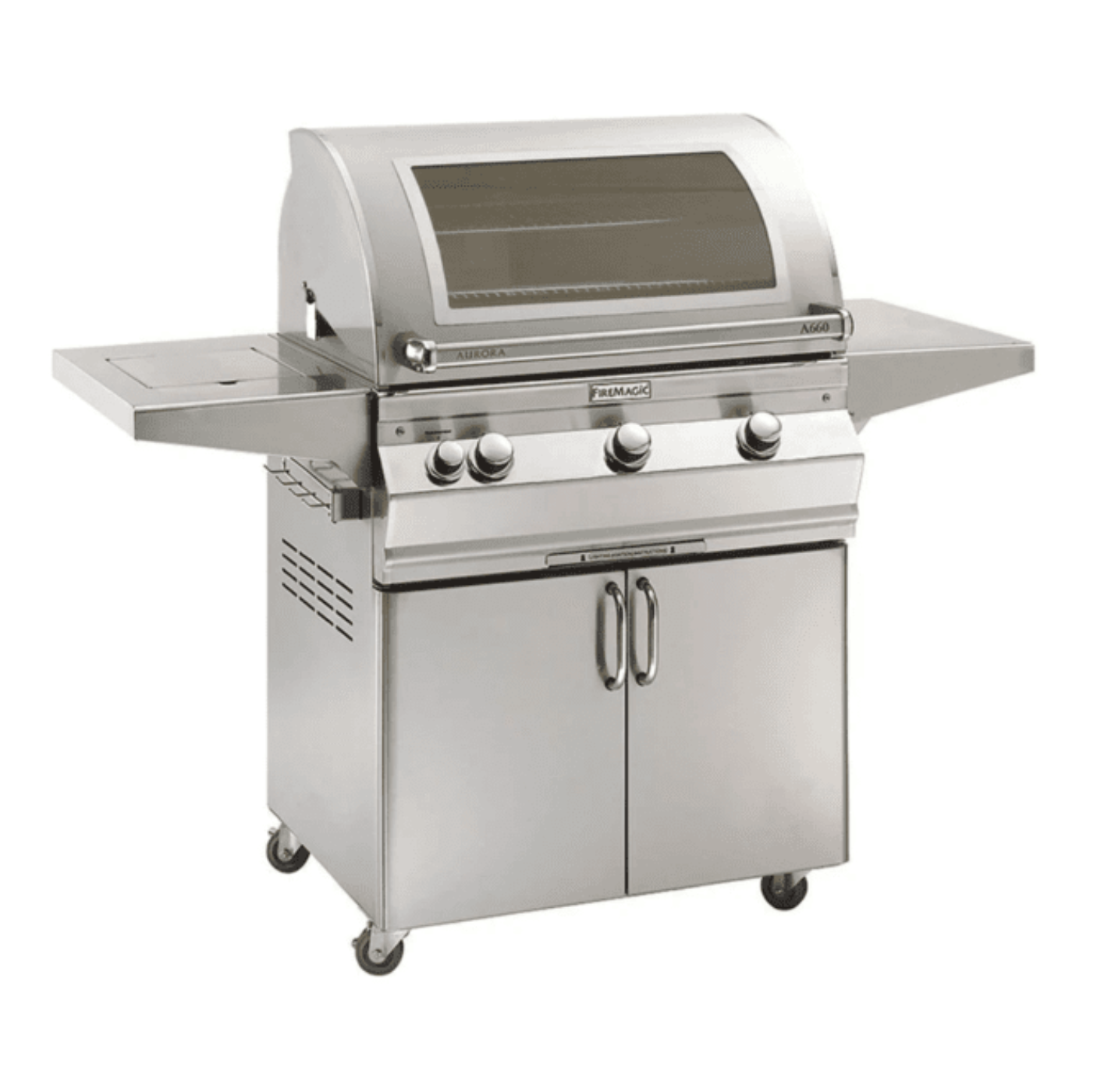 Fire Magic Aurora A660s 30-Inch Propane Gas Freestanding Grill w/ Flush Mounted Single Side Burner, Magic View Window and Analog Thermometer - A660S-7EAP-62-W