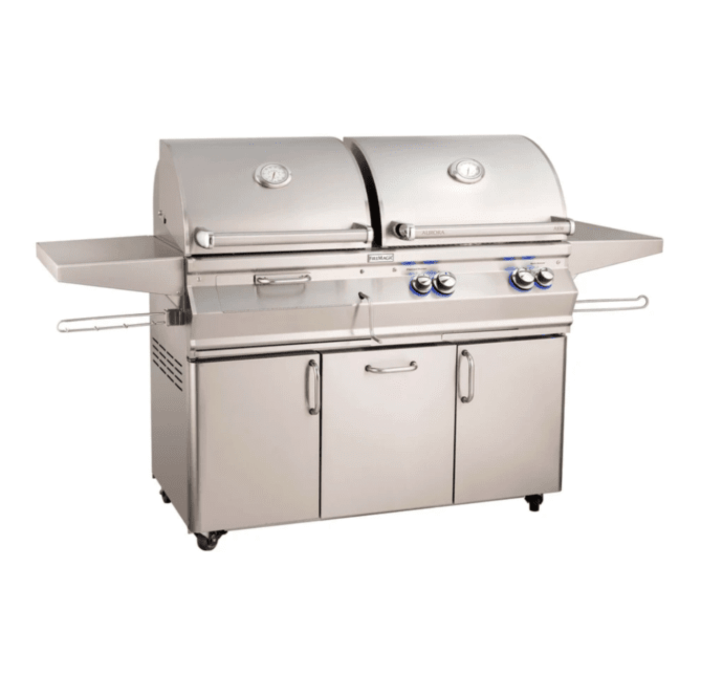 Fire Magic Aurora A830s 46-Inch Propane Gas and Charcoal Freestanding Dual Grill w/ 1 Sear Burner, Backburner, Rotisserie Kit and Analog Thermometer - A830S-8LAP-61-CB