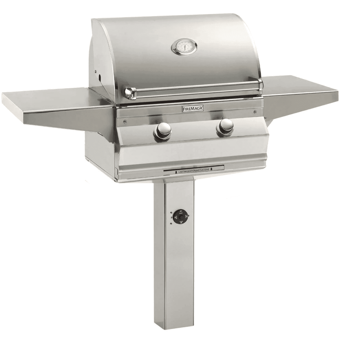 Fire Magic Choice C430S 24-Inch Propane Gas Grill With Analog Thermometer On In-Ground Post - C430S-RT1P-G6