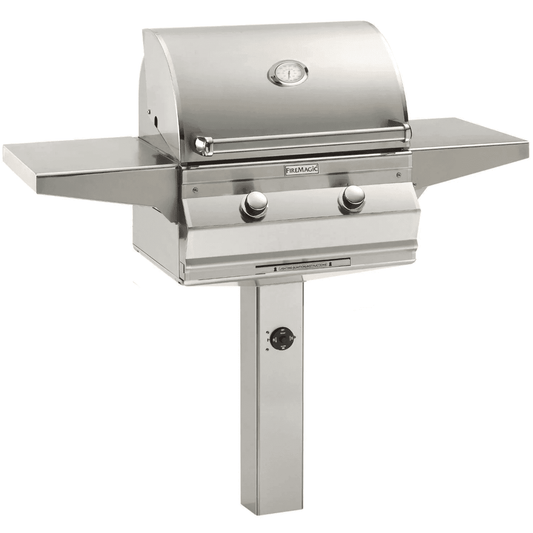 Fire Magic Choice C430S 24-Inch Propane Gas Grill With Analog Thermometer On In-Ground Post - C430S-RT1P-G6