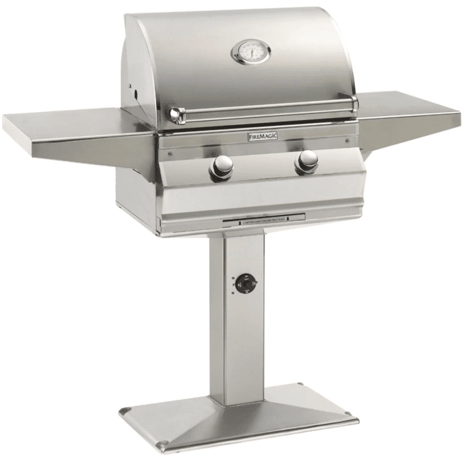 Fire Magic Choice C430S 24-Inch Propane Gas Grill With Analog Thermometer On Patio Post - C430S-RT1P-P6