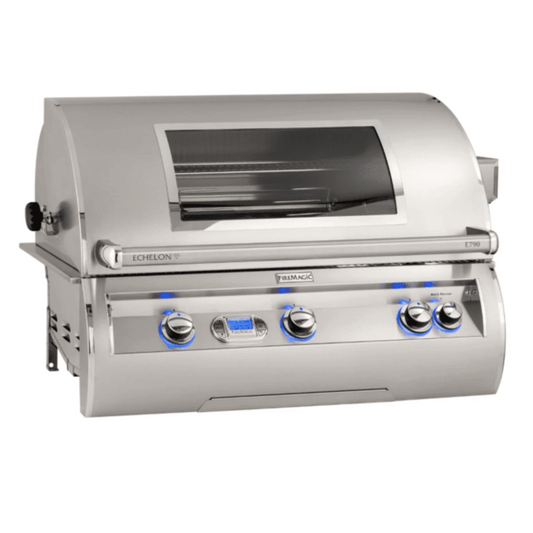 Fire Magic Echelon Diamond E790I 36-Inch Built-In Natural Gas Grill W/ One Infrared Burner, Magic View Window, Rotisserie, & Digital Thermometer - E790I-8L1N-W