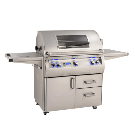 Fire Magic Echelon Diamond E790S 36-Inch Natural Gas Grill W/ Side Burner, One Infrared Burner, Magic View Window, Rotisserie, & Digital Thermometer - E790S-8L1N-62-W
