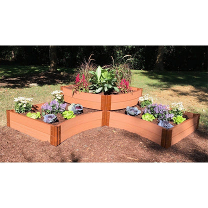 Frame It All | Tool-Free Teardrop Curved Corner Raised Garden Bed 2-Tier 8' X 8' X 22" - Classic Sienna - 1" Profile - 800004006