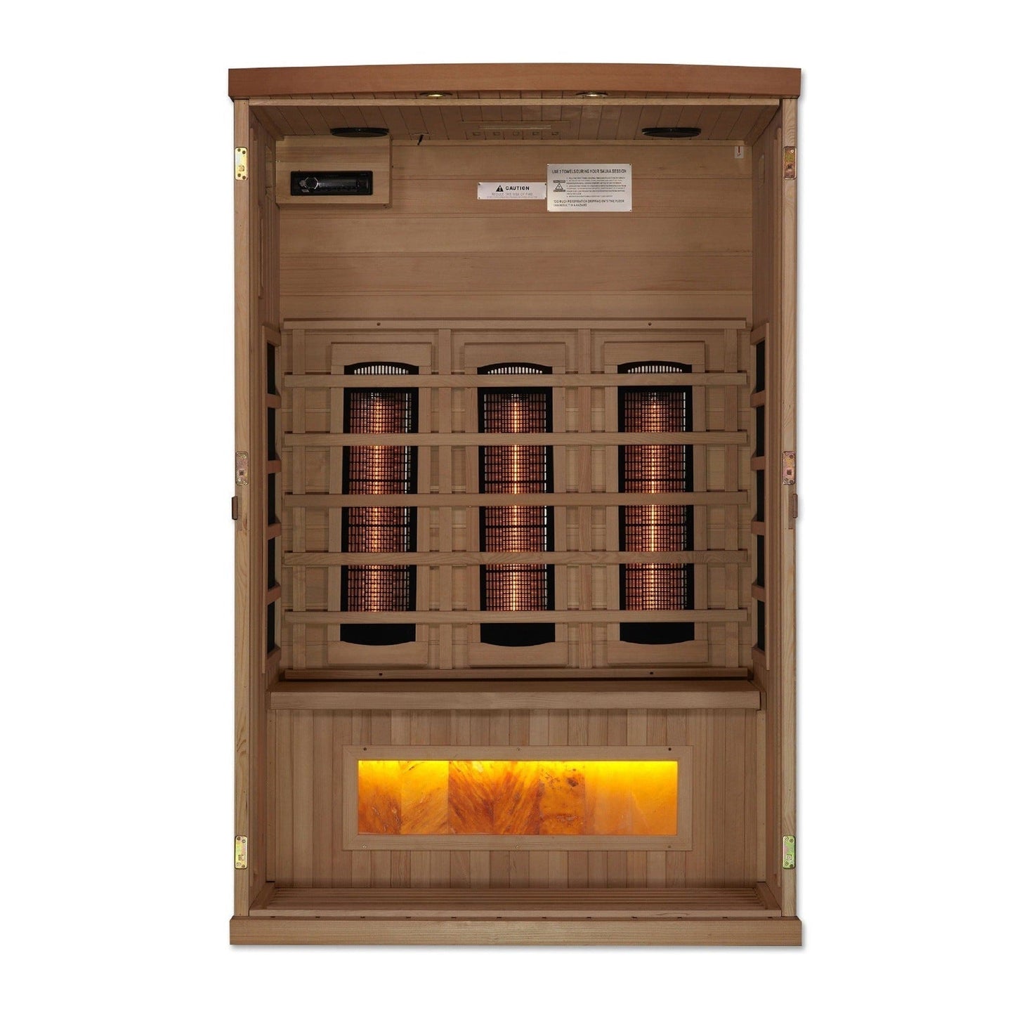 Golden Designs 2-Person Full Spectrum PureTech™ Near Zero EMF FAR Infrared Sauna with Himalayan Salt Bar (Canadian Hemlock) GDI-8020-02