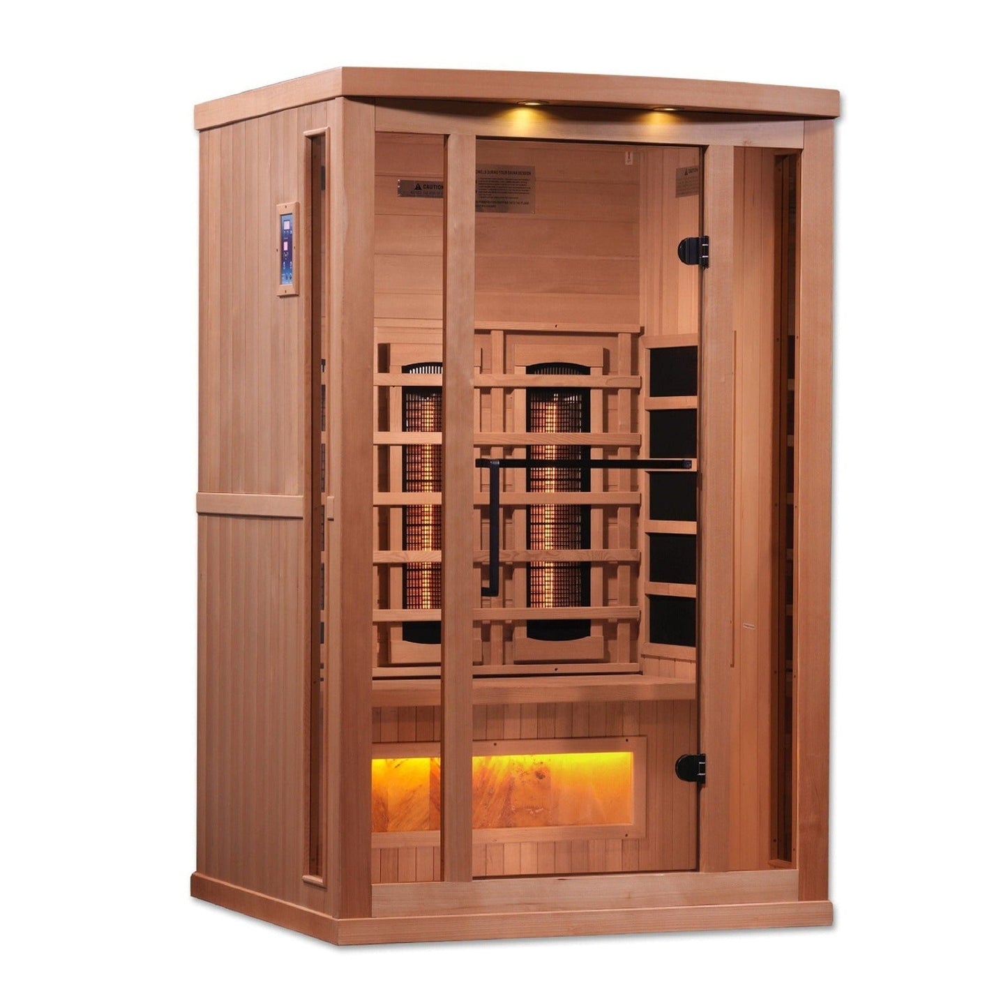 Golden Designs 2-Person Full Spectrum PureTech™ Near Zero EMF FAR Infrared Sauna with Himalayan Salt Bar (Canadian Hemlock) GDI-8020-02